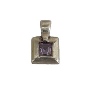 Sterling Silver Amethyst Square Pendant